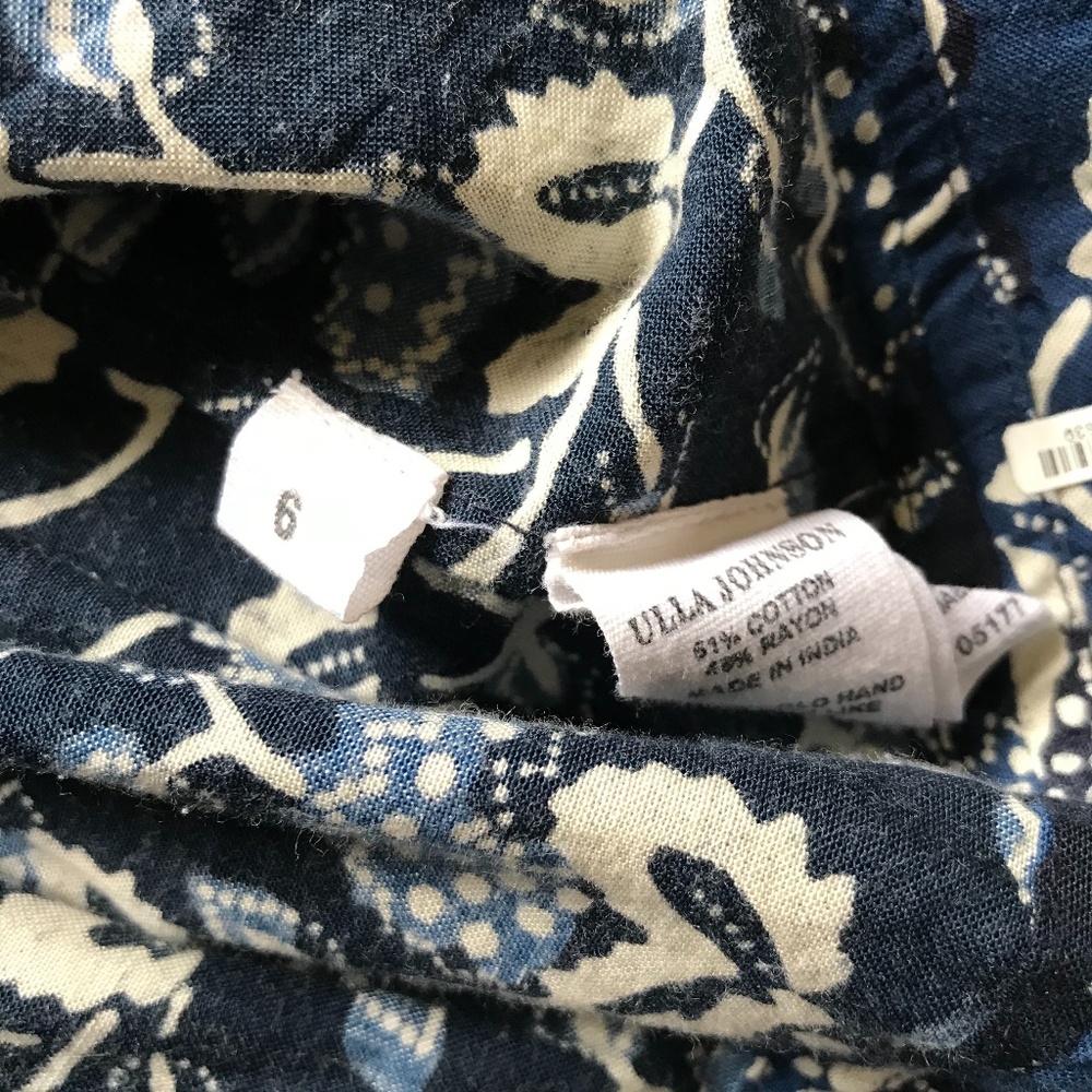 ULLA JOHNSON Batik Blue Popover Tassels 6 - Picture 7 of 11